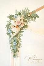 Artificial Wedding Arch Flowers Kit(Pack of 4),2Pcs Artificial Flower Arch Decor, 2Pcs Chiffon Fabric Drapes, alternate view