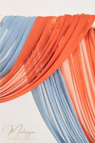 Artificial Wedding Arch Flowers Kit(Pack of 4),2Pcs Artificial Flower Arch Decor, 2Pcs Chiffon Fabric Drapes, alternate view