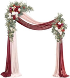 Artificial Wedding Arch Flowers Kit(Pack of 4),2Pcs Artificial Flower Arch Decor, 2Pcs Chiffon Fabric Drapes