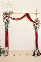 Artificial Wedding Arch Flowers Kit(Pack of 4),2Pcs Artificial Flower Arch Decor, 2Pcs Chiffon Fabric Drapes, alternate view