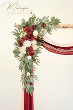 Artificial Wedding Arch Flowers Kit(Pack of 4),2Pcs Artificial Flower Arch Decor, 2Pcs Chiffon Fabric Drapes, alternate view