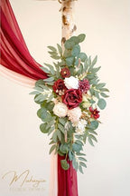 Artificial Wedding Arch Flowers Kit(Pack of 4),2Pcs Artificial Flower Arch Decor, 2Pcs Chiffon Fabric Drapes, alternate view