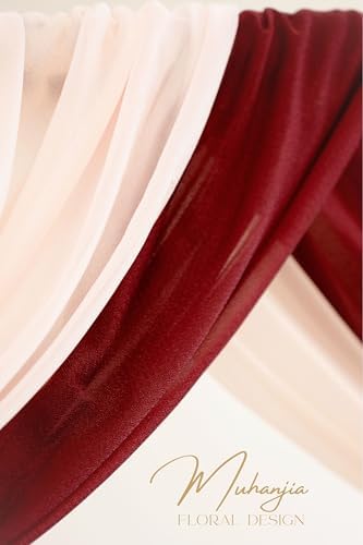 Artificial Wedding Arch Flowers Kit(Pack of 4),2Pcs Artificial Flower Arch Decor, 2Pcs Chiffon Fabric Drapes, alternate view