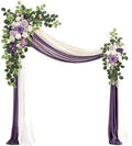 Artificial Wedding Arch Flowers Kit(Pack of 4),2Pcs Artificial Flower Arch Decor, 2Pcs Chiffon Fabric Drapes
