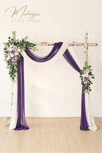 Artificial Wedding Arch Flowers Kit(Pack of 4),2Pcs Artificial Flower Arch Decor, 2Pcs Chiffon Fabric Drapes, alternate view