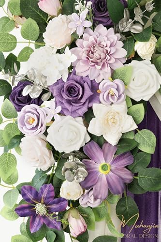Artificial Wedding Arch Flowers Kit(Pack of 4),2Pcs Artificial Flower Arch Decor, 2Pcs Chiffon Fabric Drapes, alternate view