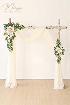 Artificial Wedding Arch Flowers Kit(Pack of 4),2Pcs Artificial Flower Arch Decor, 2Pcs Chiffon Fabric Drapes, alternate view