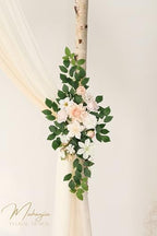 Artificial Wedding Arch Flowers Kit(Pack of 4),2Pcs Artificial Flower Arch Decor, 2Pcs Chiffon Fabric Drapes, alternate view