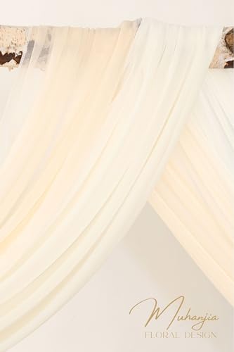 Artificial Wedding Arch Flowers Kit(Pack of 4),2Pcs Artificial Flower Arch Decor, 2Pcs Chiffon Fabric Drapes, alternate view
