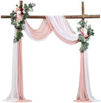 Artificial Wedding Arch Flowers Kit, Pink Wedding Arch Flowers with Drapes Kit- 2 Pcs Floral Arrangement, 2 Pcs