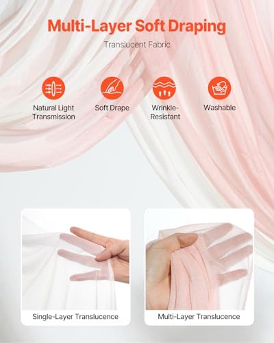 Artificial Wedding Arch Flowers Kit, Pink Wedding Arch Flowers with Drapes Kit- 2 Pcs Floral Arrangement, 2 Pcs, alternate