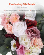Artificial Wedding Arch Flowers Kit, Pink Wedding Arch Flowers with Drapes Kit- 2 Pcs Floral Arrangement, 2 Pcs, alternate