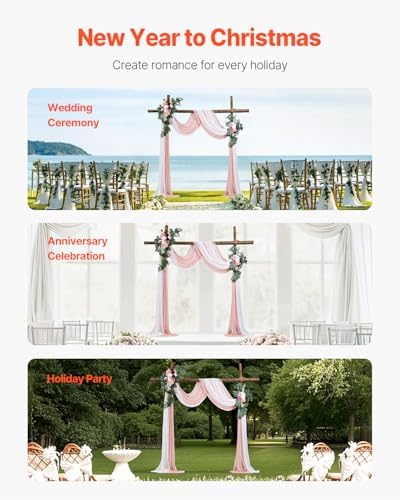 Artificial Wedding Arch Flowers Kit, Pink Wedding Arch Flowers with Drapes Kit- 2 Pcs Floral Arrangement, 2 Pcs, alternate
