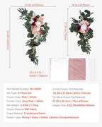 Artificial Wedding Arch Flowers Kit, Pink Wedding Arch Flowers with Drapes Kit- 2 Pcs Floral Arrangement, 2 Pcs, alternate