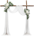 Artificial Wedding Arch Flowers Kit, White Wedding Arch Flowers with Drapes Kit (Pack of 3) - 2 Pcs Floral