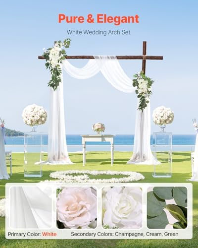 Artificial Wedding Arch Flowers Kit, White Wedding Arch Flowers with Drapes Kit (Pack of 3) - 2 Pcs Floral, alternate view 2
