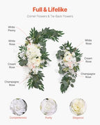 Artificial Wedding Arch Flowers Kit, White Wedding Arch Flowers with Drapes Kit (Pack of 3) - 2 Pcs Floral, alternate view 5