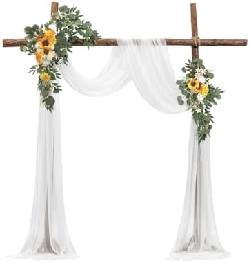 Artificial Wedding Arch Flowers Kit, Yellow Wedding Arch Flowers with Drapes Kit (Pack of 3) - 2 Pcs Floral