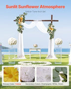 Artificial Wedding Arch Flowers Kit, Yellow Wedding Arch Flowers with Drapes Kit (Pack of 3) - 2 Pcs Floral, alternate view 2
