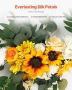 Artificial Wedding Arch Flowers Kit, Yellow Wedding Arch Flowers with Drapes Kit (Pack of 3) - 2 Pcs Floral, alternate view 4