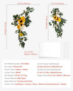 Artificial Wedding Arch Flowers Kit, Yellow Wedding Arch Flowers with Drapes Kit (Pack of 3) - 2 Pcs Floral, alternate view 7