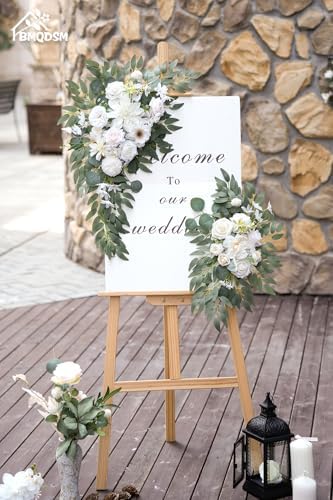 Artificial Wedding Arch Flowers Set of 2, Faux Floral Swag for Wedding Welcome Sign, Ceremony and Reception, alternate view 2