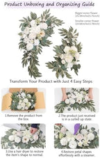 Artificial Wedding Arch Flowers Set of 2, Faux Floral Swag for Wedding Welcome Sign, Ceremony and Reception, alternate view 6