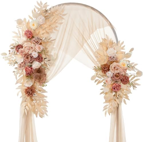 Artificial Wedding Arch Flowers with Chiffon Runner, Pack of 3