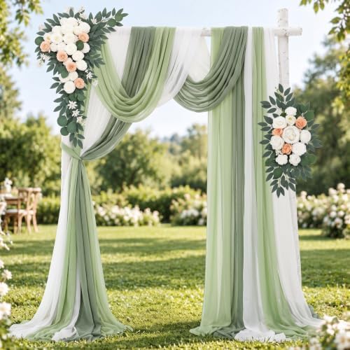 Artificial Wedding Arch Flowers with Drapes Kit-Pack of 5, Green in Green