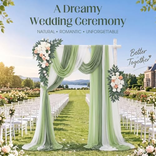 Artificial Wedding Arch Flowers with Drapes Kit-Pack of 5, Green in Green, alternate view 4