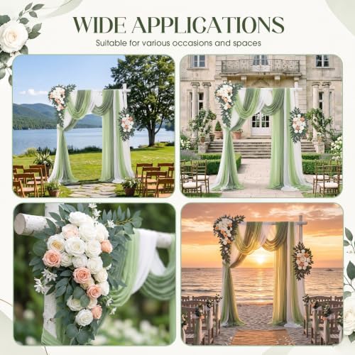 Artificial Wedding Arch Flowers with Drapes Kit-Pack of 5, Green in Green, alternate view 7