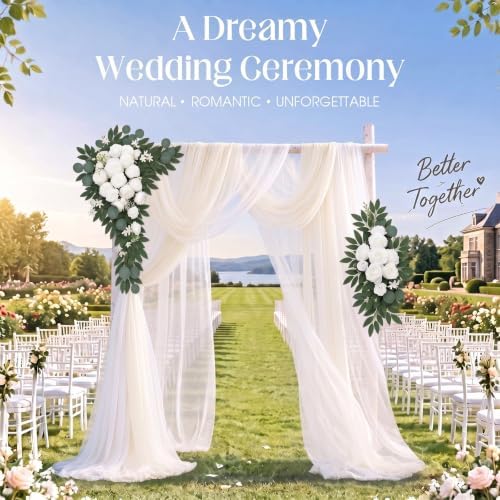 Artificial Wedding Arch Flowers with Drapes Kit-Pack of 5, White in White, alternate view 4