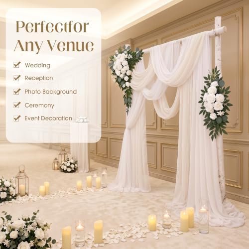 Artificial Wedding Arch Flowers with Drapes Kit-Pack of 5, White in White, alternate view 5