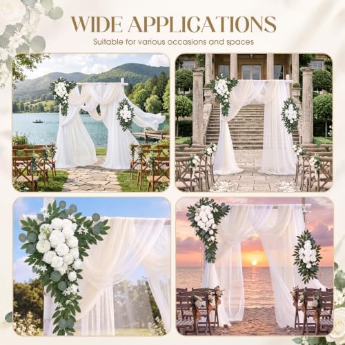 Artificial Wedding Arch Flowers with Drapes Kit-Pack of 5, White in White, alternate view 6
