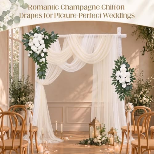 Artificial Wedding Arch Flowers with Drapes Kit-Pack of 5, White in White, alternate view 7