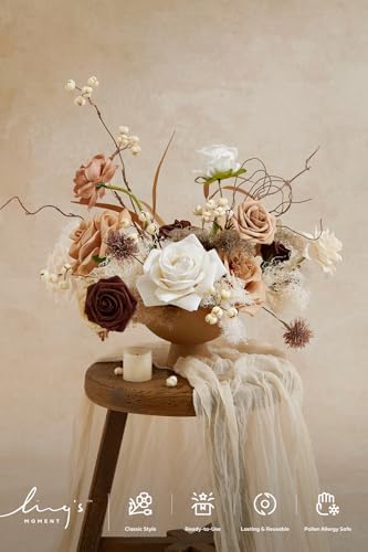 Artificial Wedding Fall Flowers Deluxe Combo, Beige & Brown in Beg-sand Beige & Walnut Brown, alternate view 2