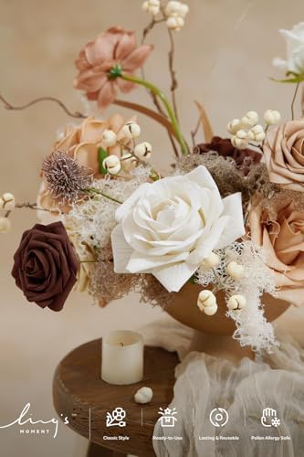 Artificial Wedding Fall Flowers Deluxe Combo, Beige & Brown in Beg-sand Beige & Walnut Brown, alternate view 3