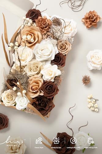 Artificial Wedding Fall Flowers Deluxe Combo, Beige & Brown in Beg-sand Beige & Walnut Brown, alternate view 4