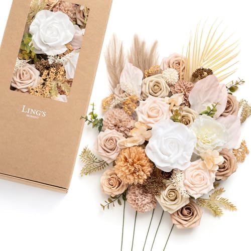 Artificial Wedding Fall Flowers Deluxe Combo, Boho & Nude in Beg-boho & Nude