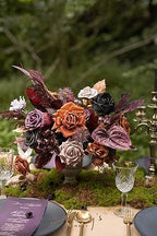 Artificial Wedding Fall Flowers Deluxe Combo, Hollween Decor in Blk-black & Orange & Purple, alternate view 2