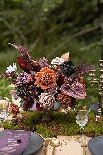 Artificial Wedding Fall Flowers Deluxe Combo, Hollween Decor in Blk-black & Orange & Purple, alternate view 2
