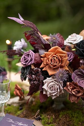 Artificial Wedding Fall Flowers Deluxe Combo, Hollween Decor in Blk-black & Orange & Purple, alternate view 3