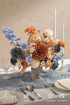 Artificial Wedding Fall Flowers Deluxe Combo, Orange & Navy in Or-burnt Orange & Navy, alternate view 2
