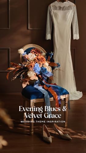 Artificial Wedding Fall Flowers Deluxe Combo, Orange & Navy in Or-burnt Orange & Navy, alternate view 4