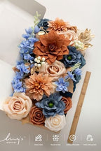 Artificial Wedding Fall Flowers Deluxe Combo, Orange & Navy in Or-burnt Orange & Navy, alternate view 5