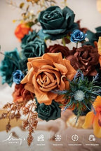Artificial Wedding Fall Flowers Deluxe Combo, Teal & Orange in Or-teal & Burnt Orange, alternate view 3