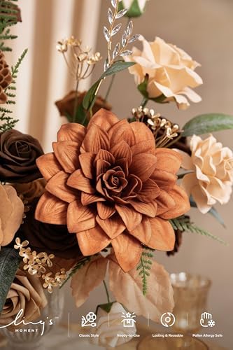 Artificial Wedding Fall Flowers Deluxe Combo, Walnut Brown in Walnut Brown & Burnt Orange, alternate view 3