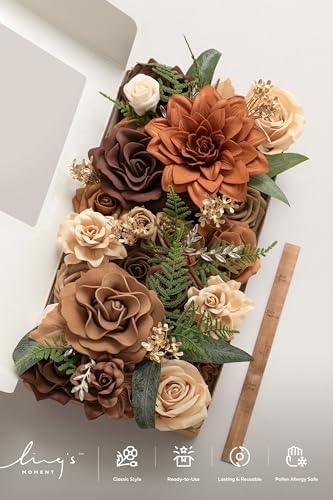 Artificial Wedding Fall Flowers Deluxe Combo, Walnut Brown in Walnut Brown & Burnt Orange, alternate view 6