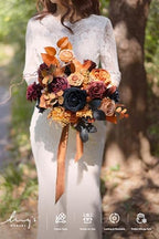Artificial Wedding Fall Flowers Grand Combo, Black & Orange in Blk-black & Orange, alternate view 2
