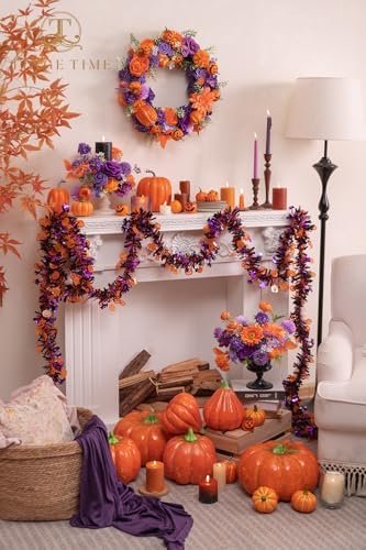 Artificial Wedding Fall Flowers Grand Combo, Burnt Orange Purple in Burnt Orange and Purple, alternate view 2